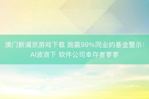澳门新浦京游戏下载 跑赢99%同业的基金警示：AI波浪下 软件公司幸存者寥寥