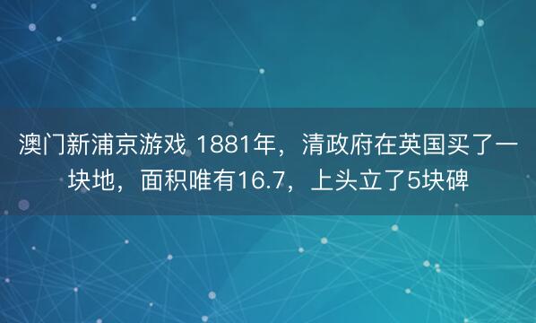 澳门新浦京游戏 1881年，清政府在英国买了一块地，面积唯有16.7，上头立了5块碑