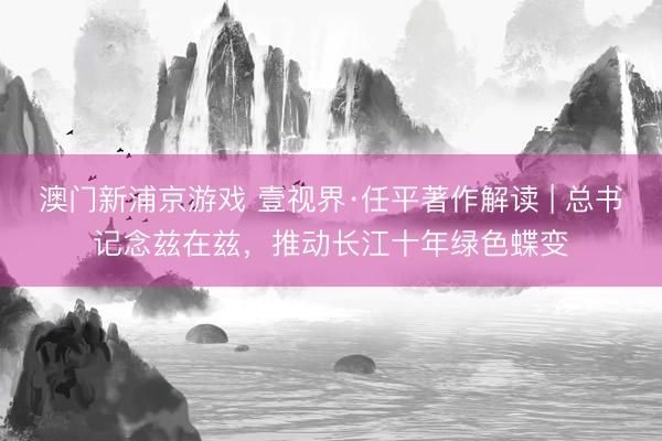 澳门新浦京游戏 壹视界·任平著作解读 | 总书记念兹在兹，推动长江十年绿色蝶变