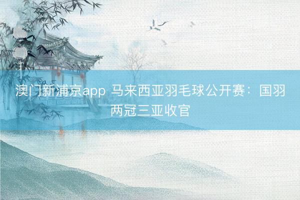 澳门新浦京app 马来西亚羽毛球公开赛:国羽两冠三亚收官