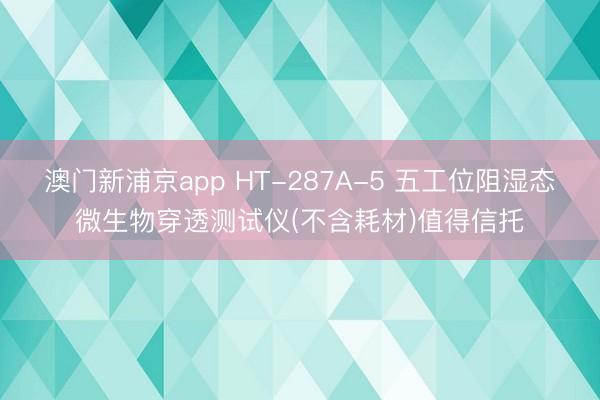 澳门新浦京app HT-287A-5 五工位阻湿态微生物穿透测试仪(不含耗材)值得信托