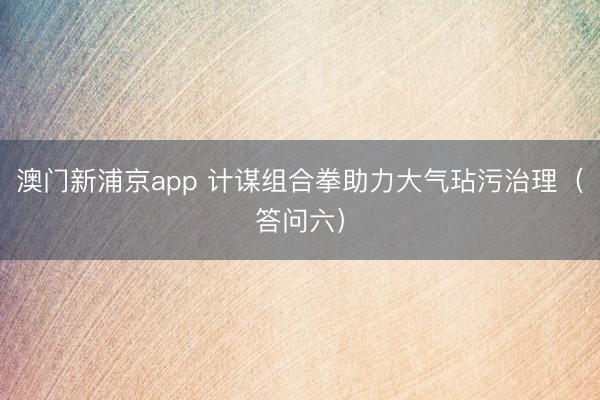 澳门新浦京app 计谋组合拳助力大气玷污治理(答问六)